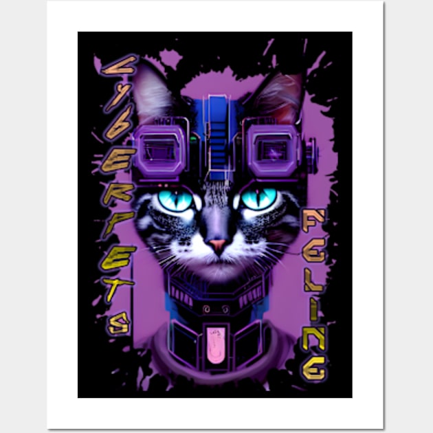 Cyberpets Feline,cat, feline, pet , cyberpunk Edgerunners inspired , anime, manga Wall Art by AISHOPPE